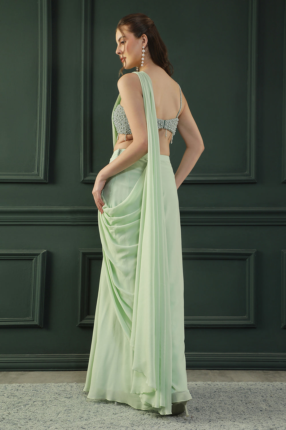Mint Pearl Pre-drape Blouse