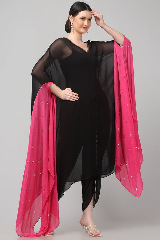 Two-Tone Asymmetric Kaftan with Dhoti style Bottom