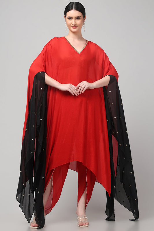 Two-Tone Asymmetric Kaftan with Dhoti style Bottom