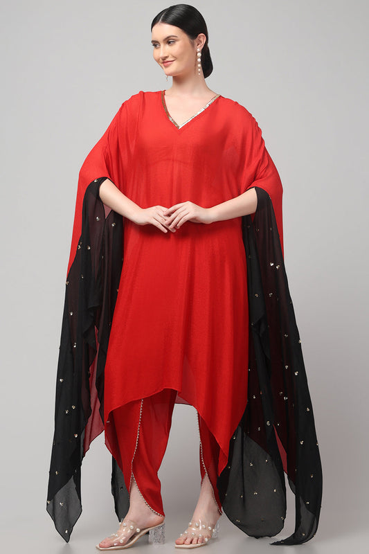 Two-Tone Asymmetric Kaftan with Dhoti style Bottom