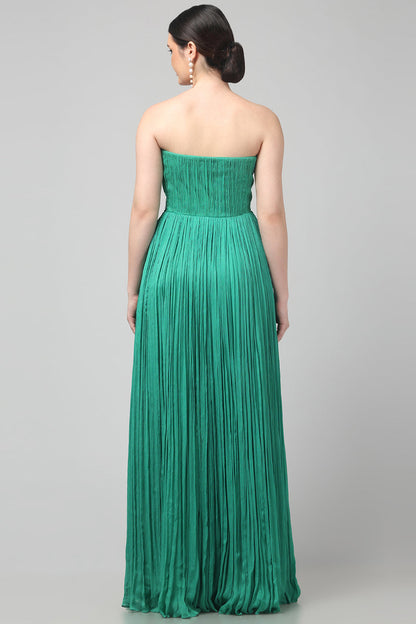 Green Shoulder Off Gown