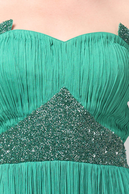 Green Shoulder Off Gown