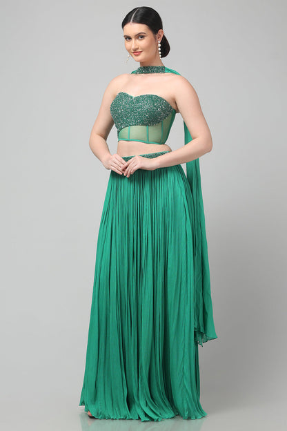 Green Strapless Corset