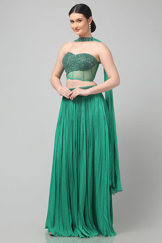 Green Strapless Corset