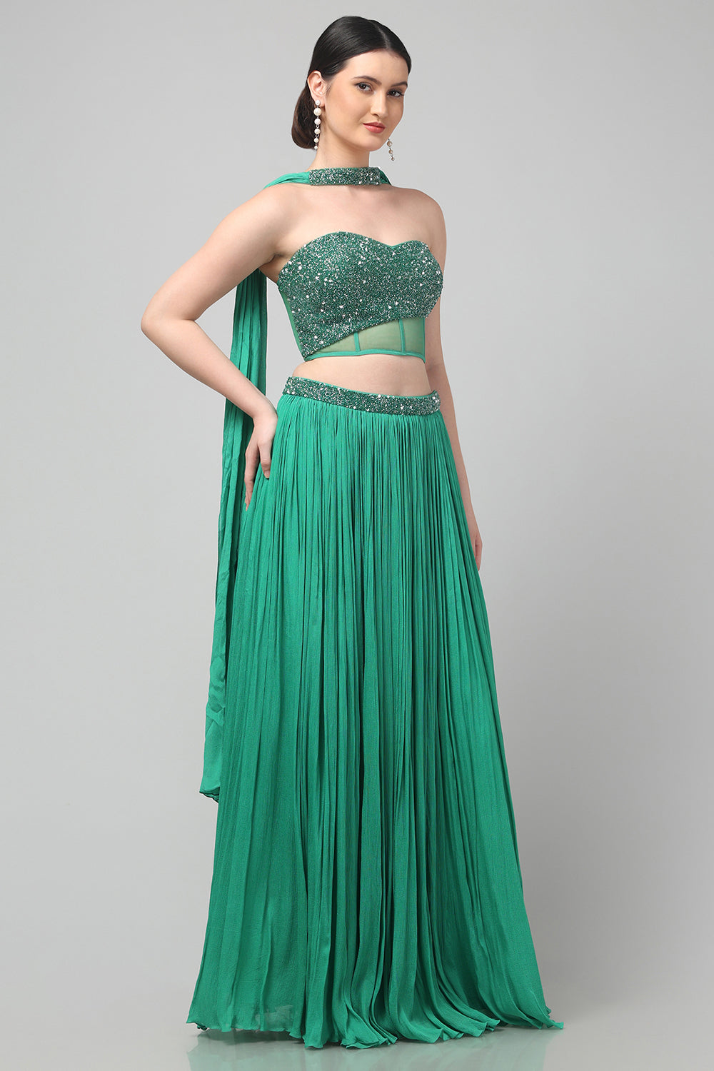 Green Strapless Corset