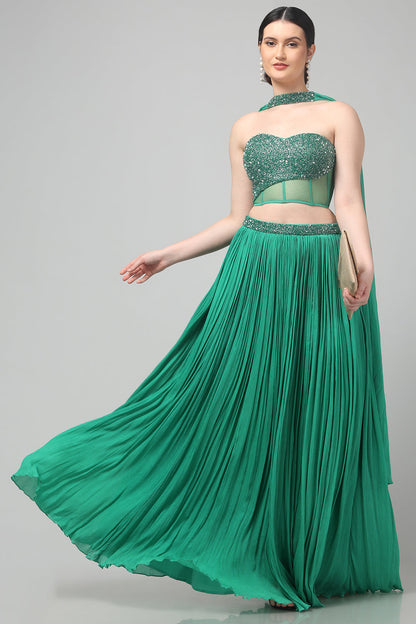 Green Strapless Corset