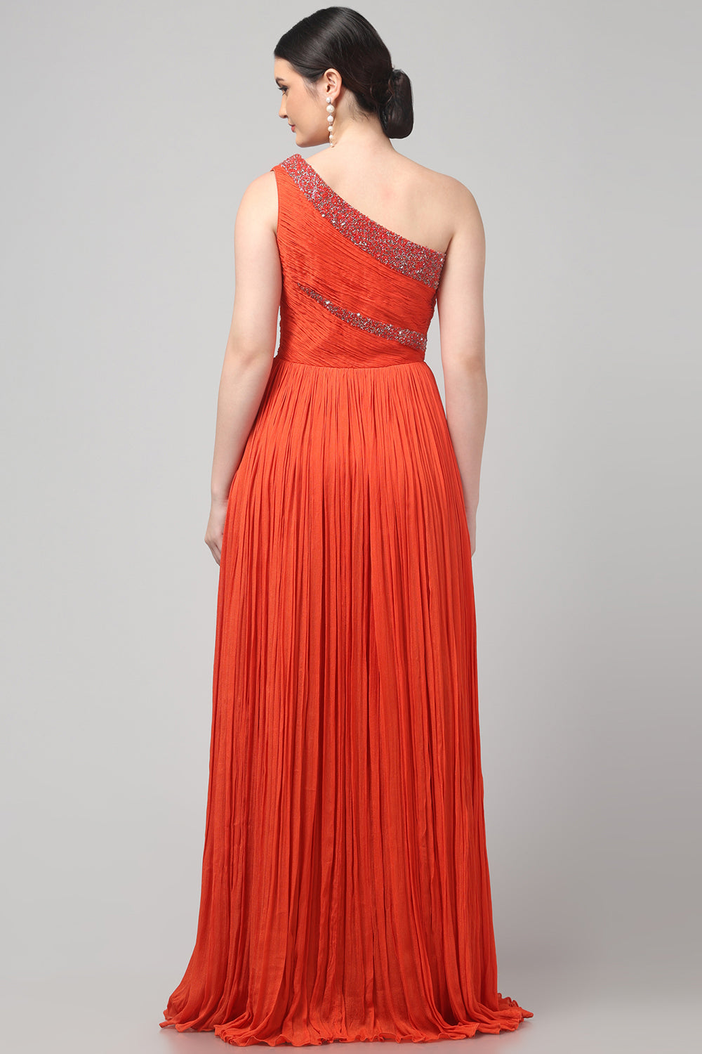 Orange One-Shoulder Gown