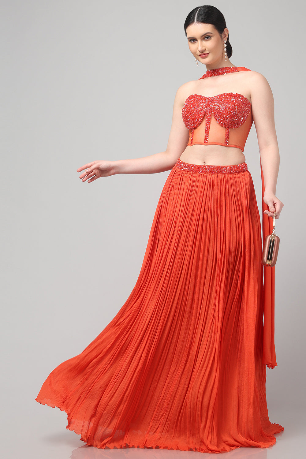 Orange Strapless Corset