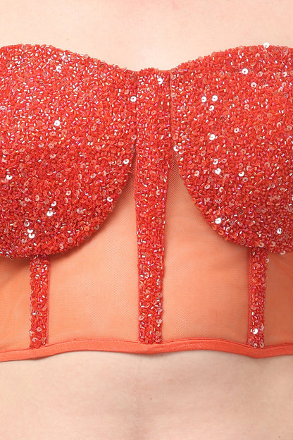 Orange Strapless Corset