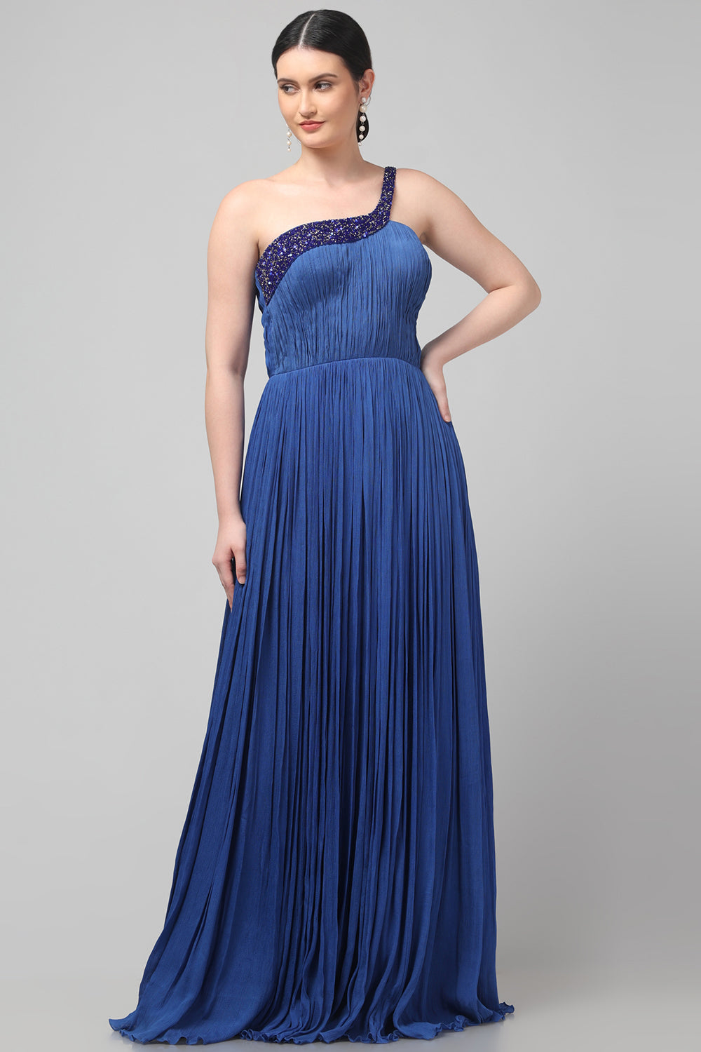 Royal Blue One-Shoulder Gown