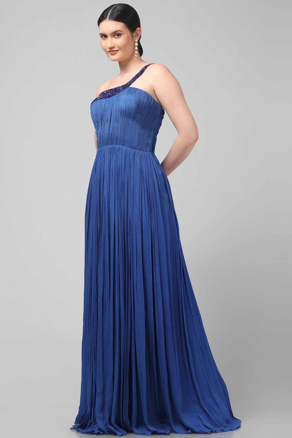 Royal Blue One-Shoulder Gown