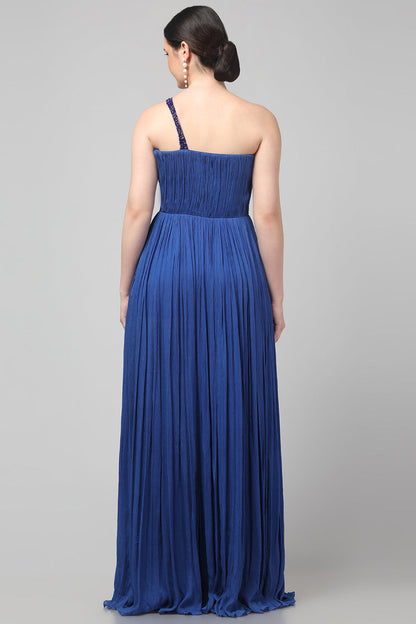 Royal Blue One-Shoulder Gown