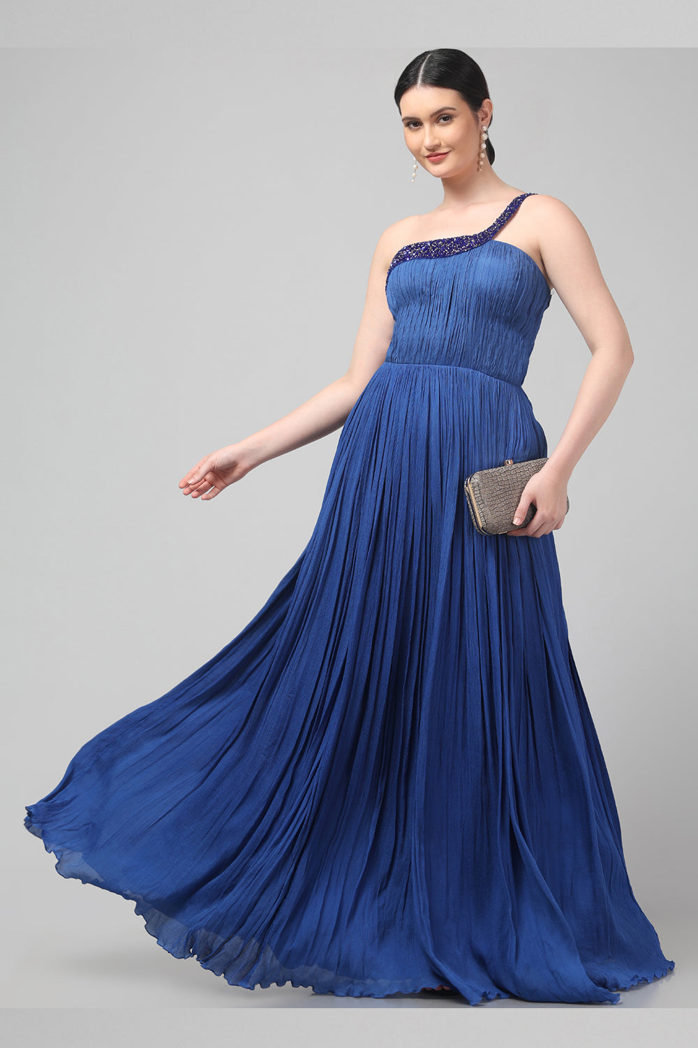 Royal Blue One-Shoulder Gown
