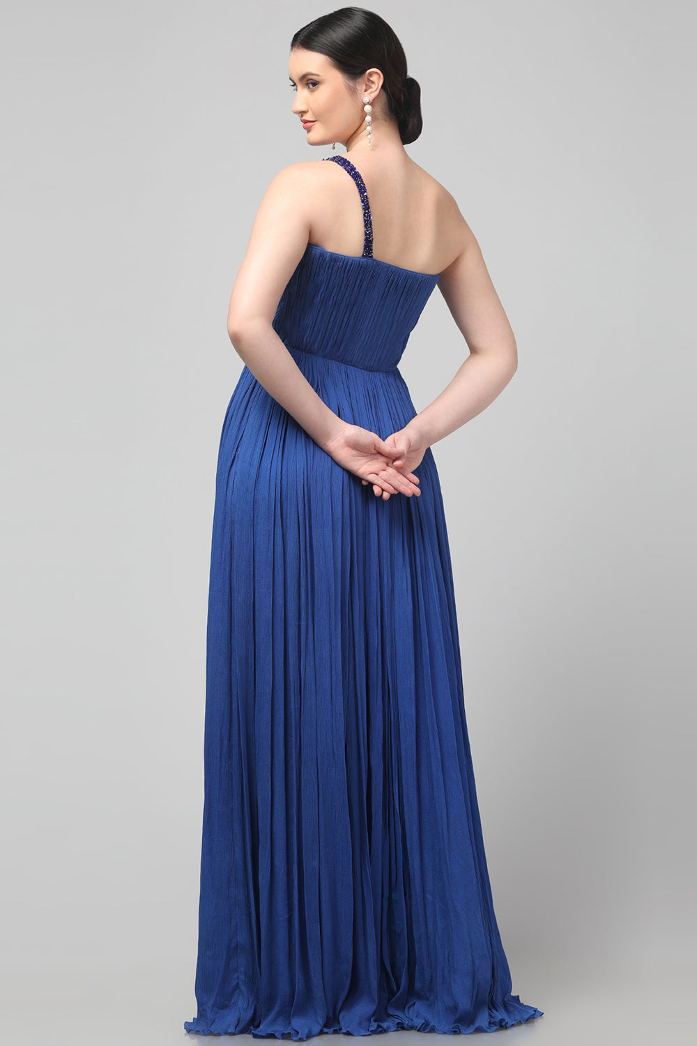 Royal Blue One-Shoulder Gown