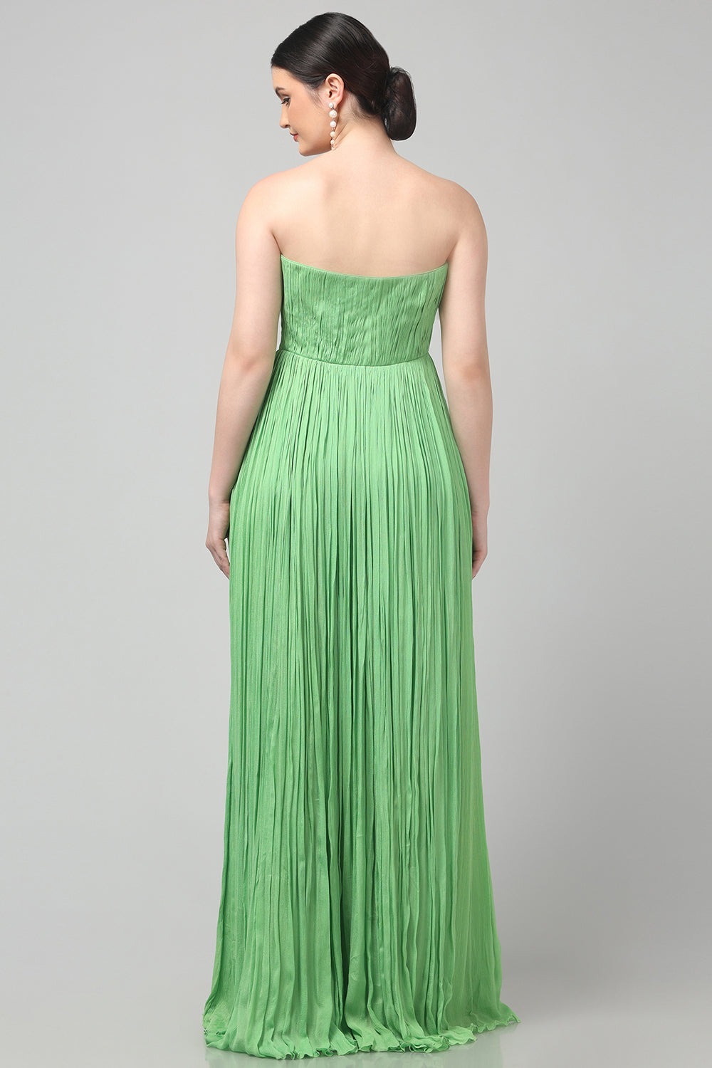Tea Green Shoulder-Off Gown