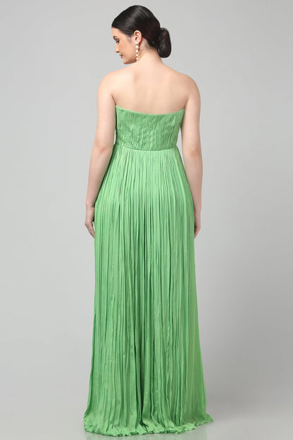 Tea Green Shoulder-Off Gown