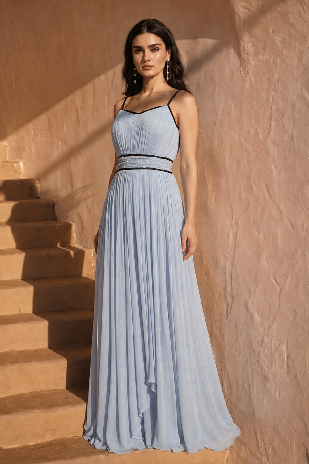 Celeste Pleated Maxi Dress - Powder Blue