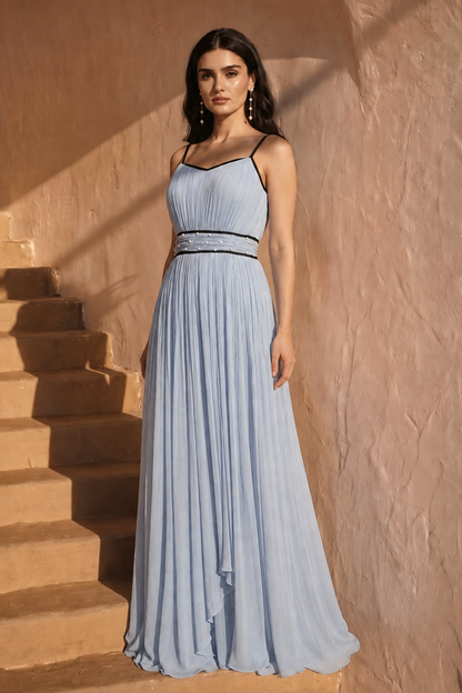 Celeste Pleated Maxi Dress - Powder Blue