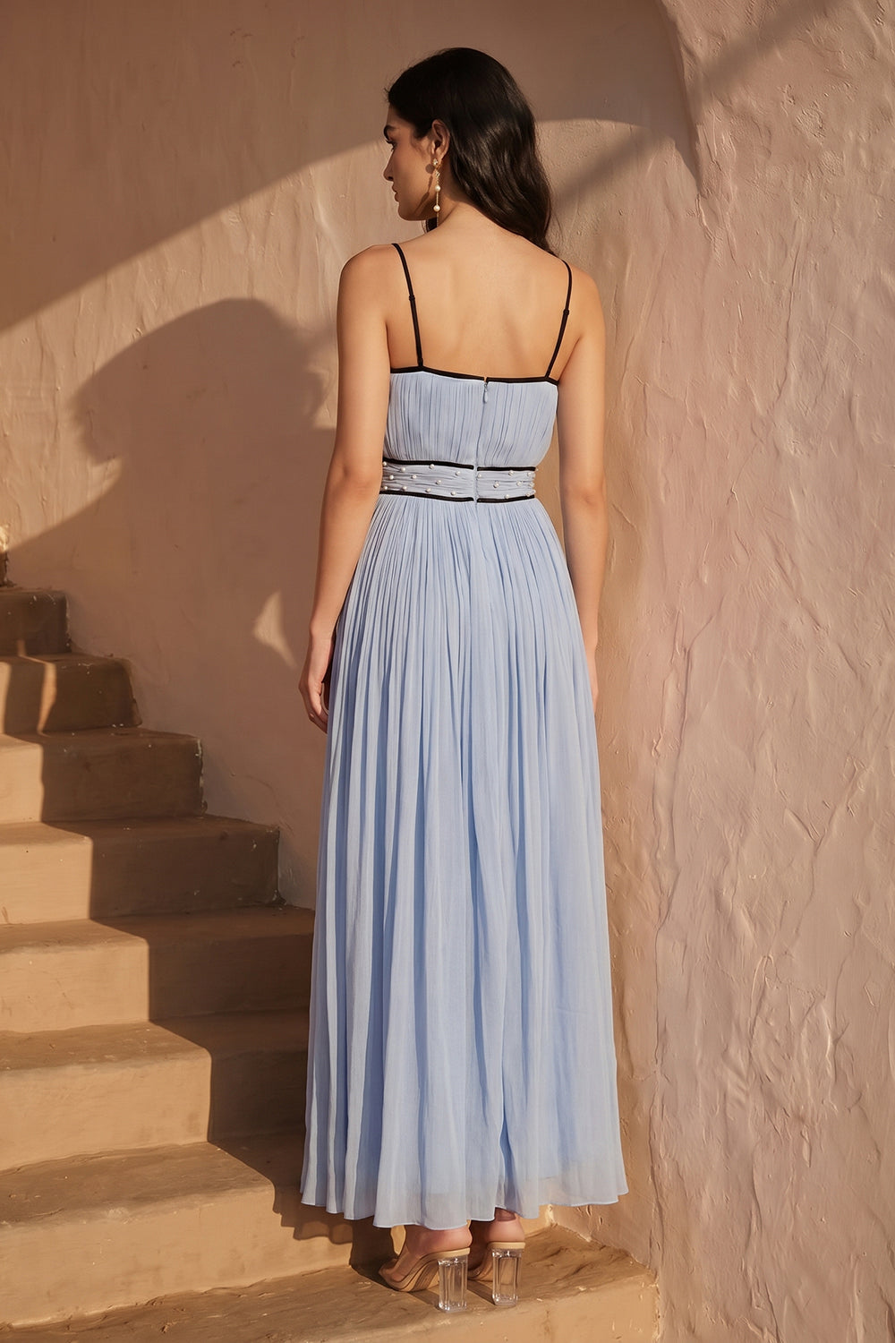 Celeste Pleated Maxi Dress - Powder Blue