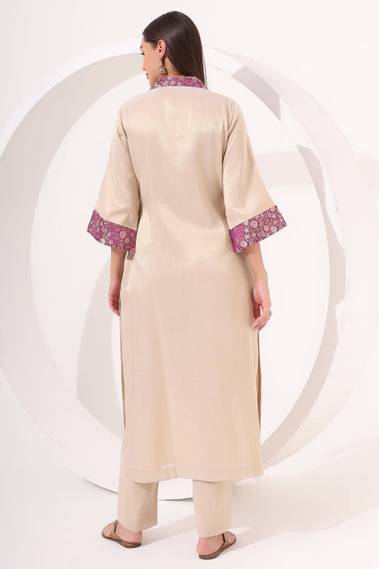 Golden Tissue Straight Kurta Set