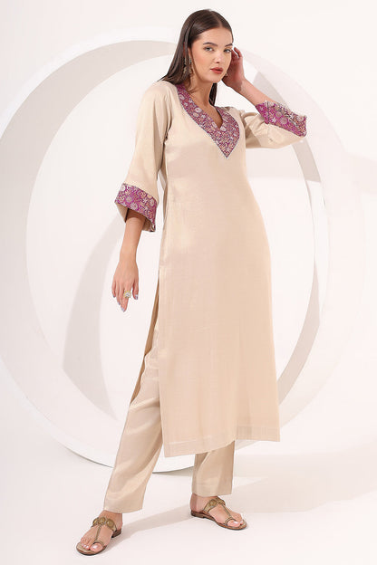 Golden Tissue Straight Kurta Set