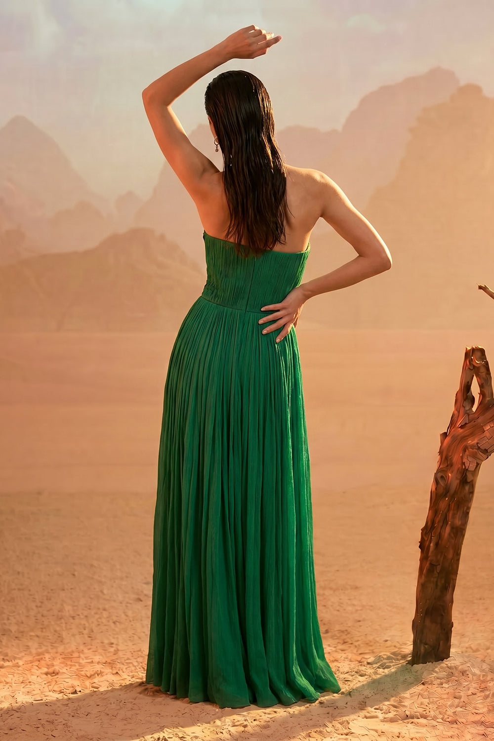 Green Shoulder Off Gown
