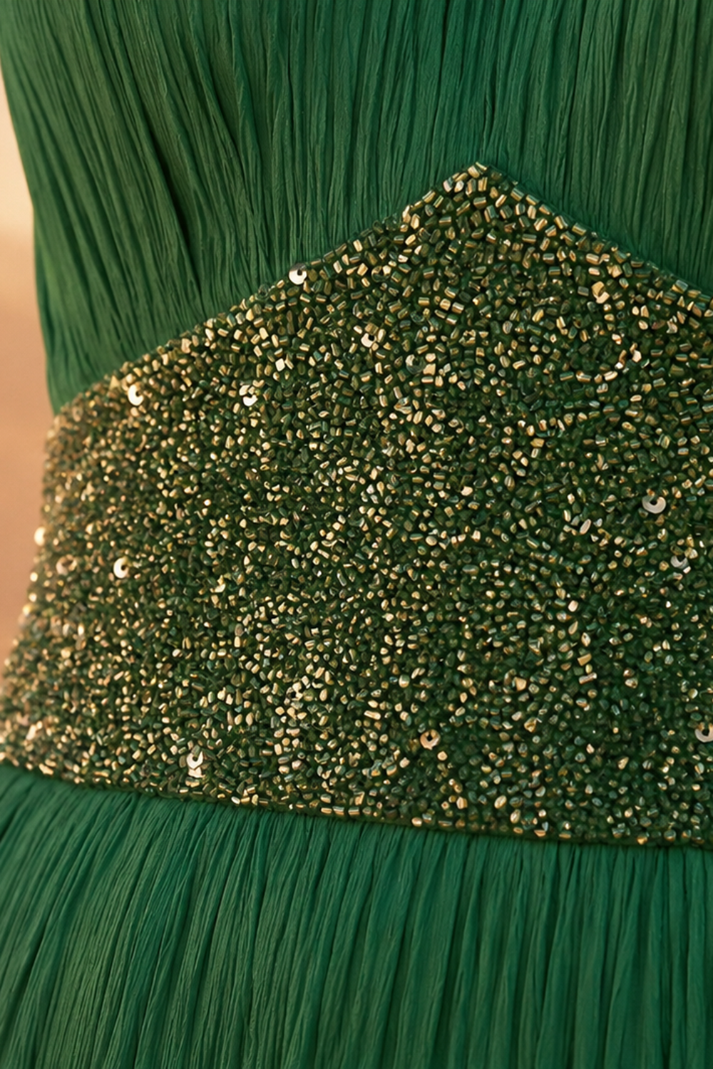Green Shoulder Off Gown