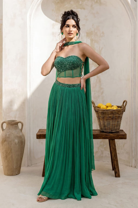 Green Strapless Corset