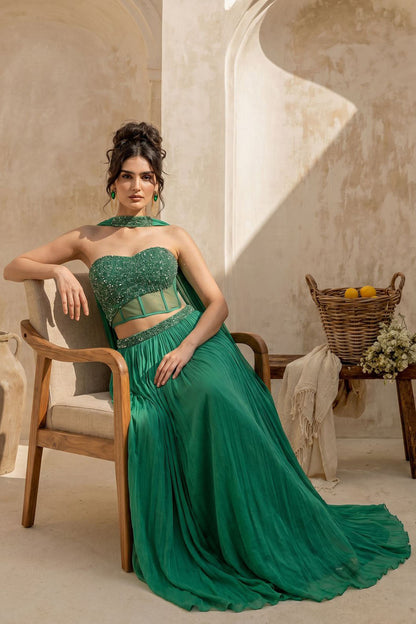 Green Strapless Corset