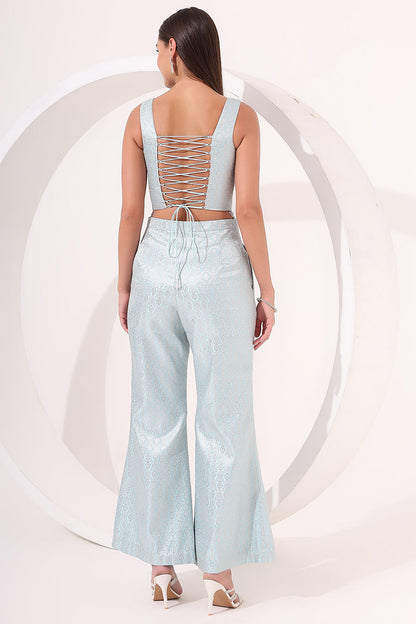 Ice-blue Brocade Co-ord Set