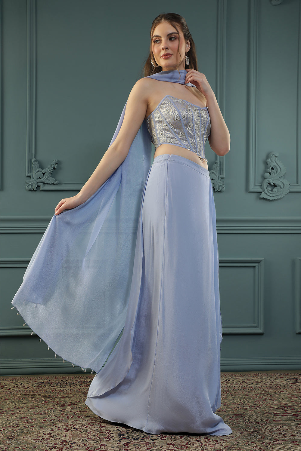 Lilac Drape Skirt Set