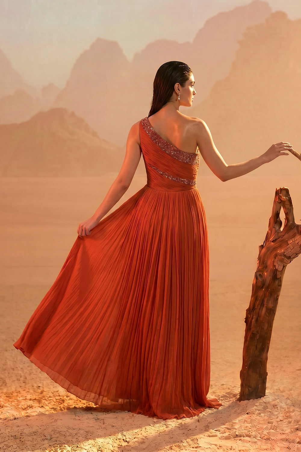 Orange One-Shoulder Gown