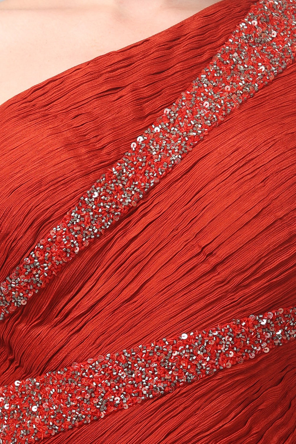 Rust Orange One-Shoulder Gown