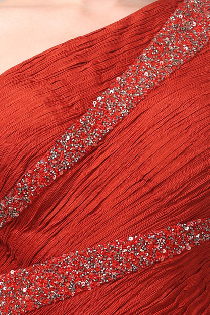 Rust Orange One-Shoulder Gown