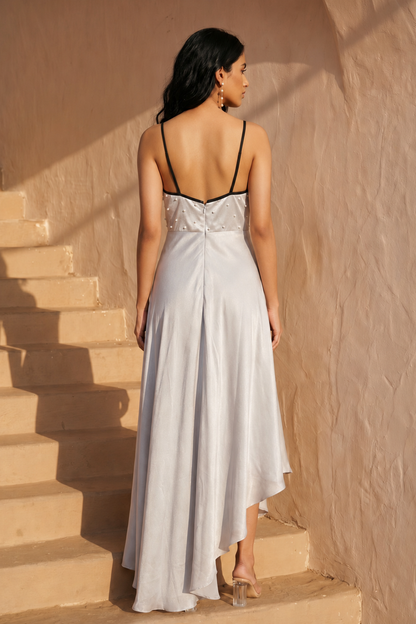 Silver Grey Asymmentrical Dress