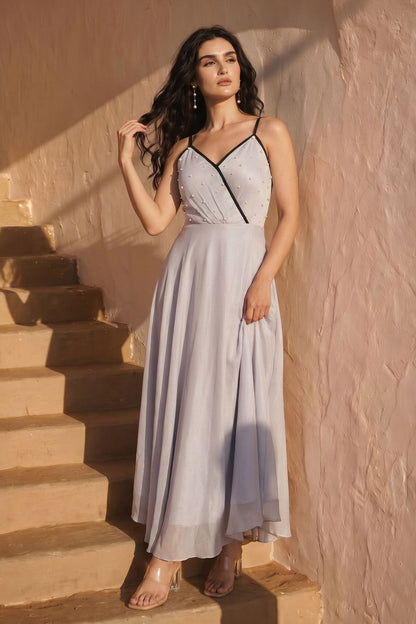 Silver Grey Asymmentrical Dress