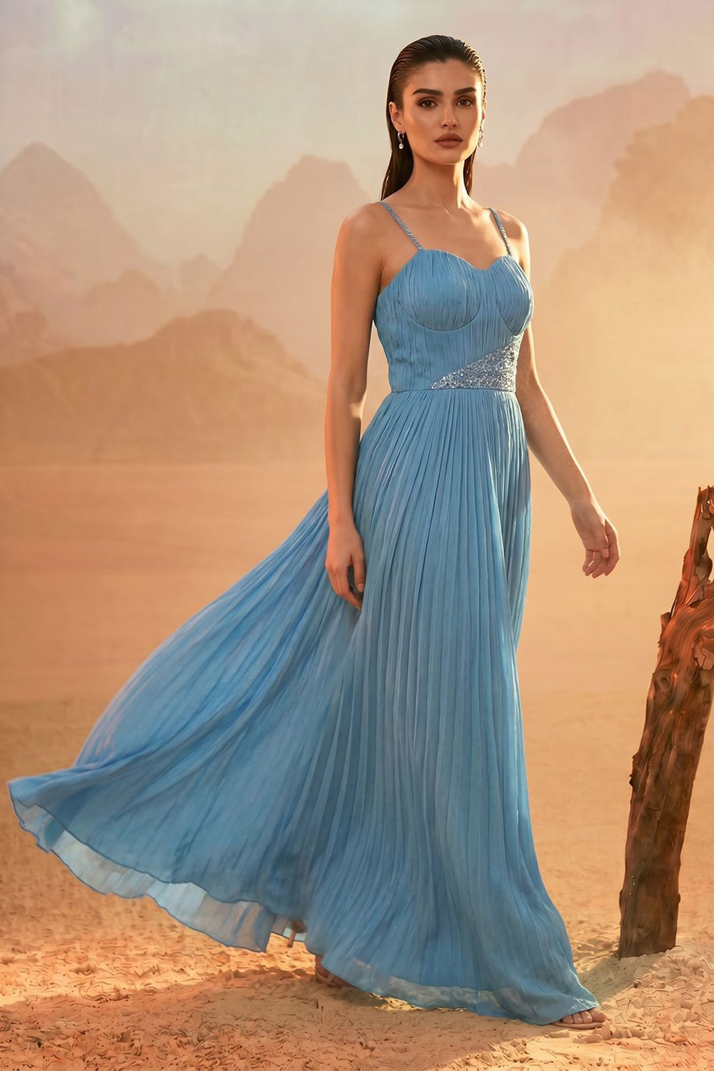 Sky Blue Strap Gown