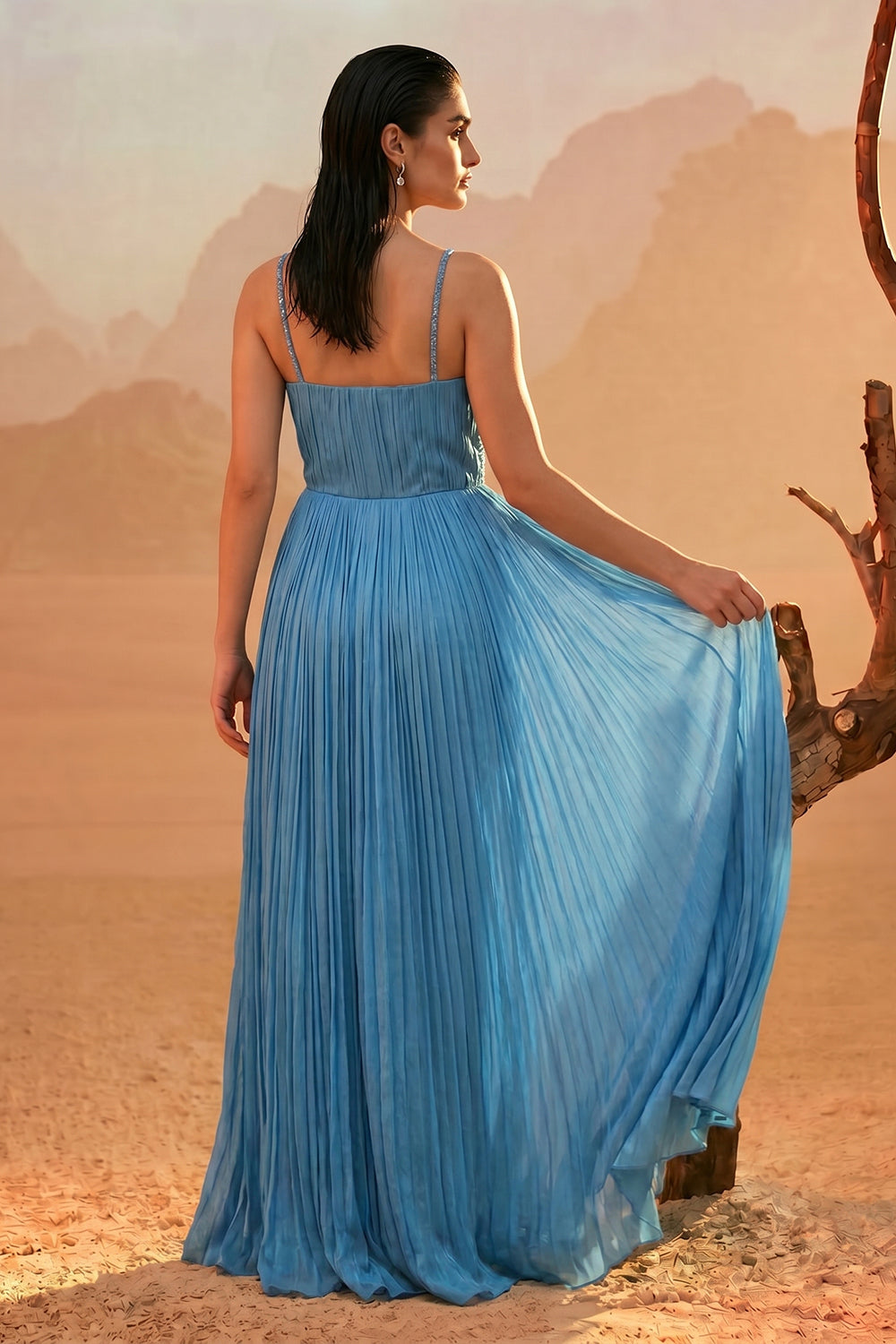 Sky Blue Strap Gown