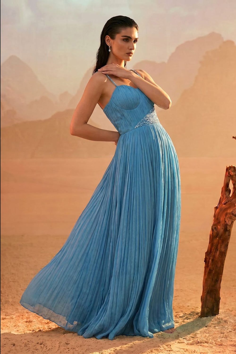 Sky Blue Strap Gown