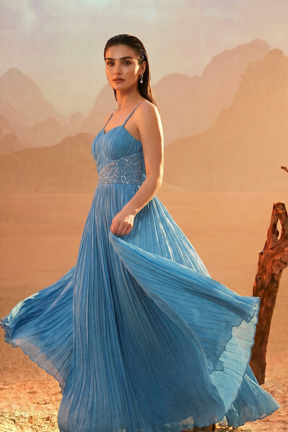 Sky Blue Strap Gown
