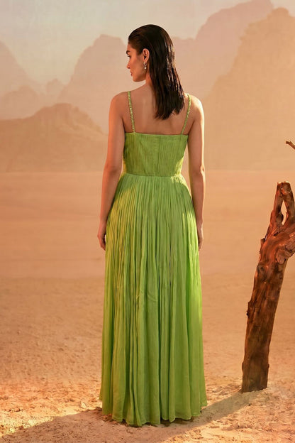 Tea Green Shoulder-Off Gown