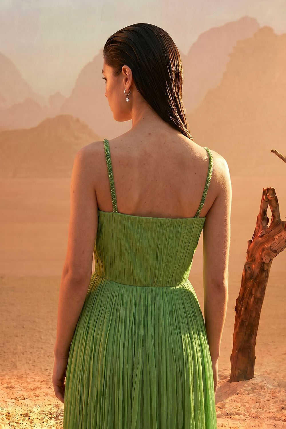 Tea Green Shoulder-Off Gown