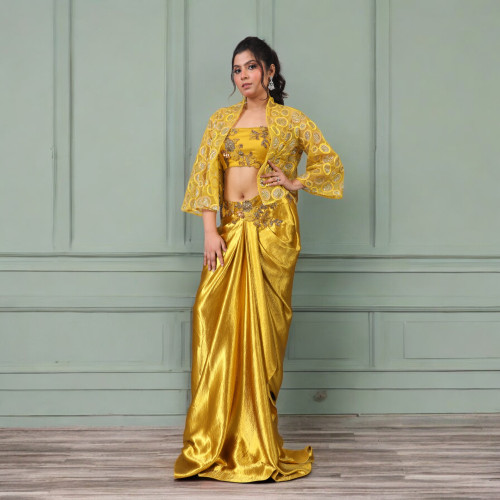 Golden Drape skirt with Shrug