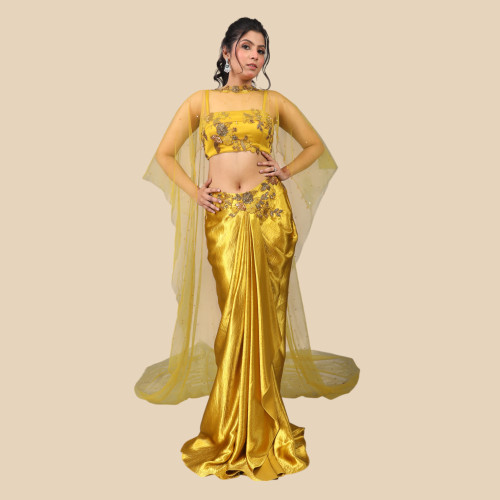 Golden Drape Skirt with Cape