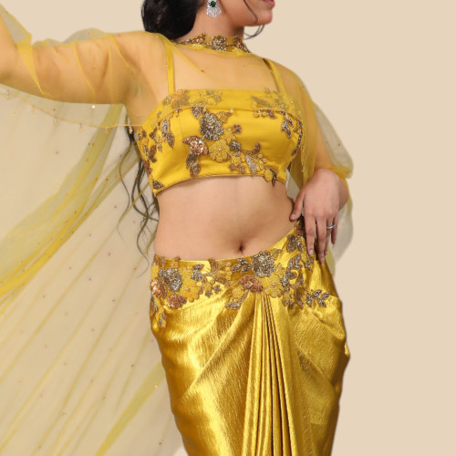 Golden Drape Skirt with Cape