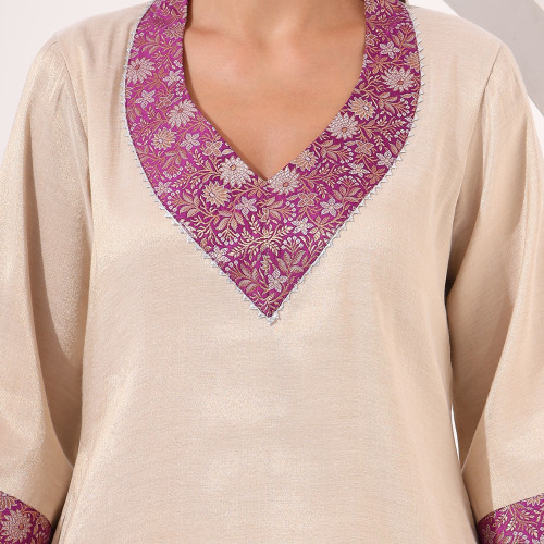 Golden Tissue Straight Kurta Set