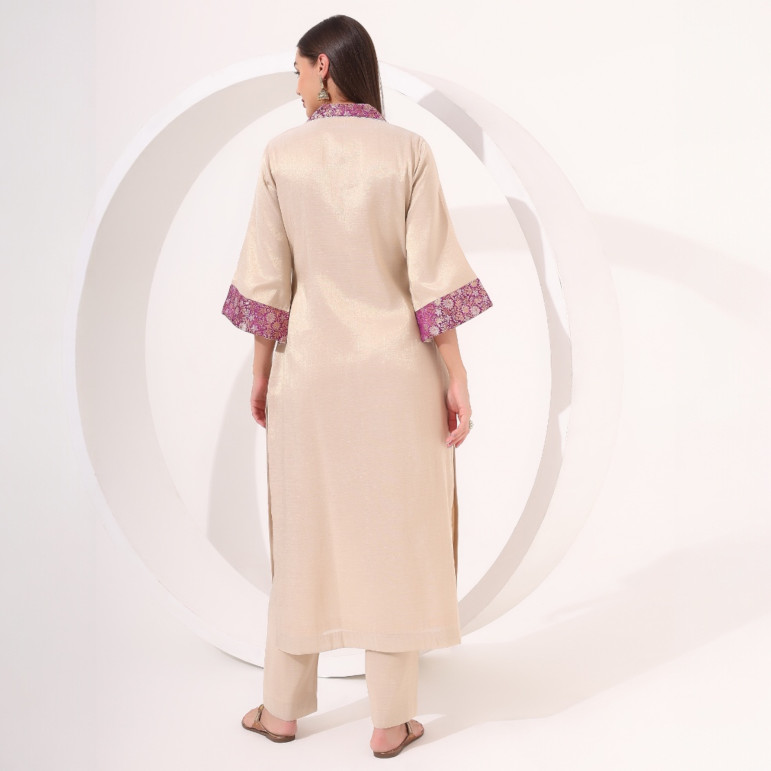 Golden Tissue Straight Kurta Set
