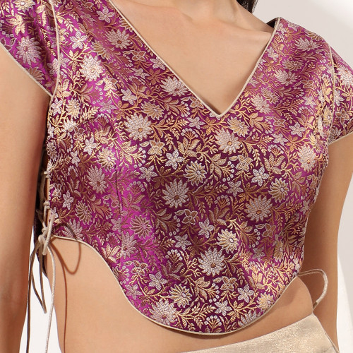 Gold Skirt Set with Brocade Crop Top