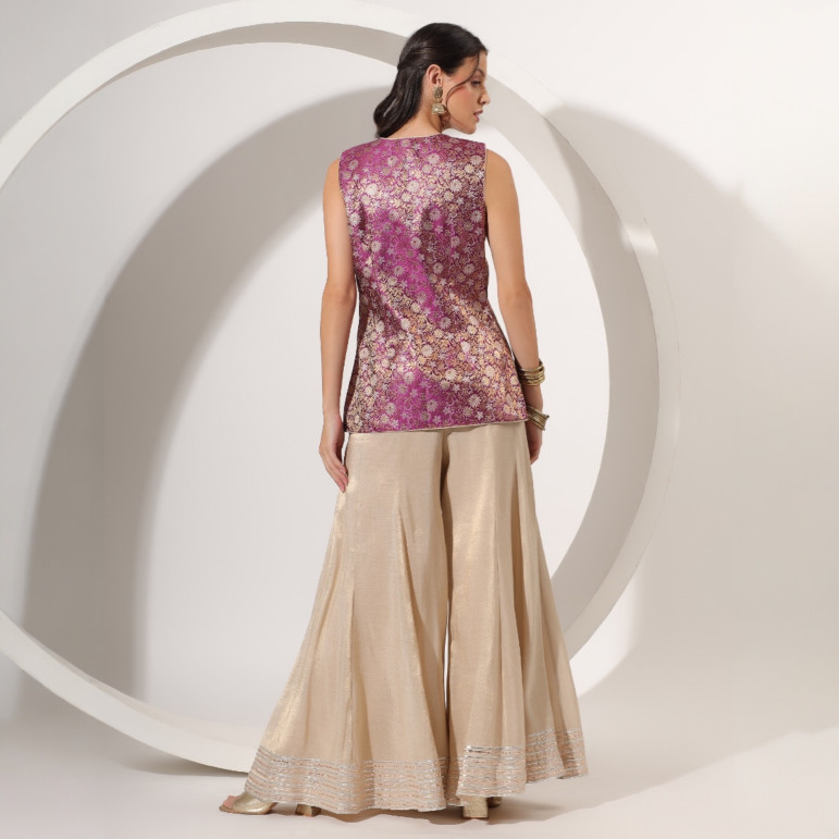 Golden Sharara with Brocade Jacket