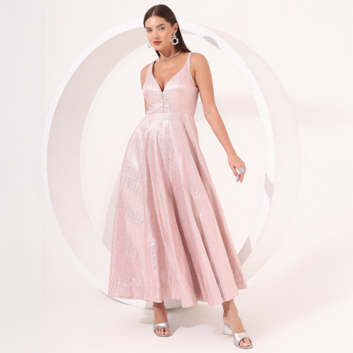 Blush Pink Brocade Anarkali Gown